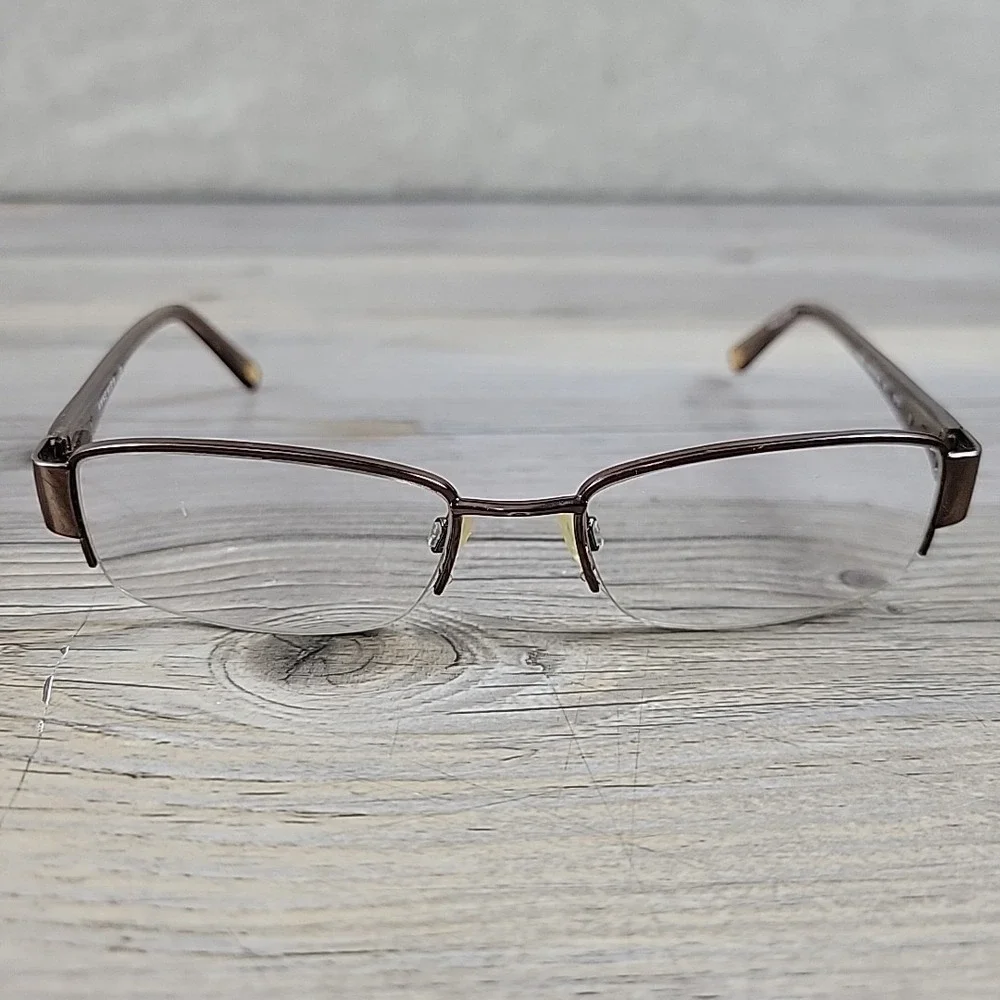 Anne Klein AK5003 Eyeglasses 208‎ Mocha 50-17-140 Flex Hinges Half Rim Frames